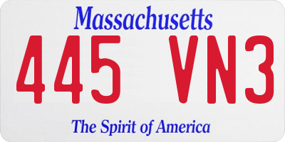 MA license plate 445VN3