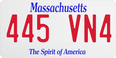 MA license plate 445VN4