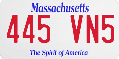 MA license plate 445VN5