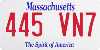 MA license plate 445VN7