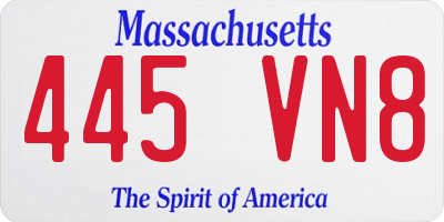 MA license plate 445VN8