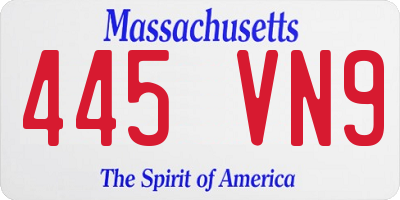 MA license plate 445VN9