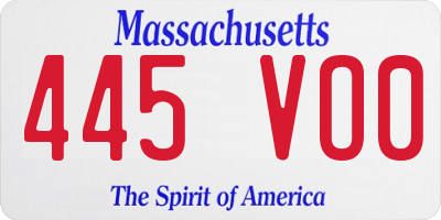 MA license plate 445VO0
