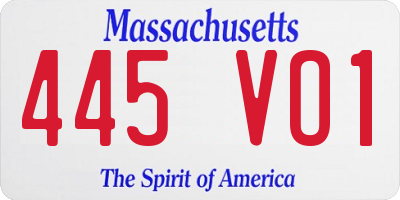 MA license plate 445VO1
