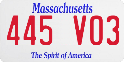 MA license plate 445VO3
