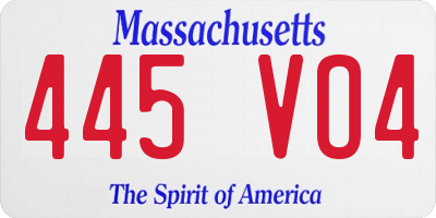MA license plate 445VO4