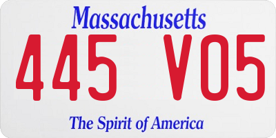 MA license plate 445VO5