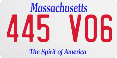 MA license plate 445VO6