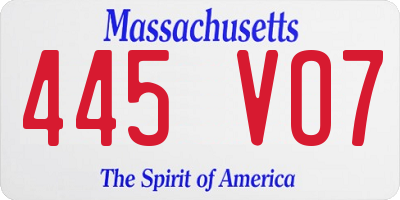 MA license plate 445VO7