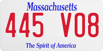 MA license plate 445VO8