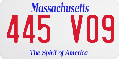 MA license plate 445VO9