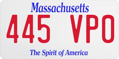 MA license plate 445VP0