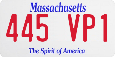 MA license plate 445VP1
