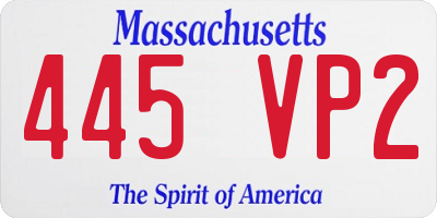 MA license plate 445VP2