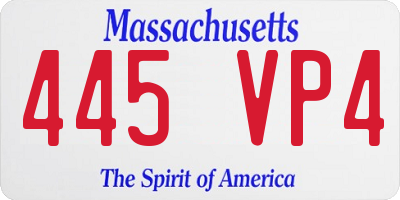 MA license plate 445VP4