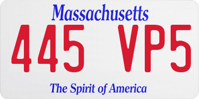 MA license plate 445VP5