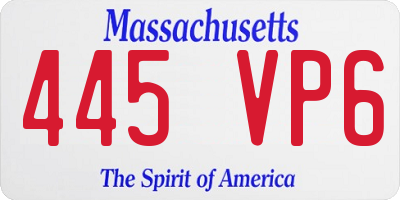 MA license plate 445VP6