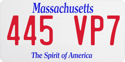 MA license plate 445VP7