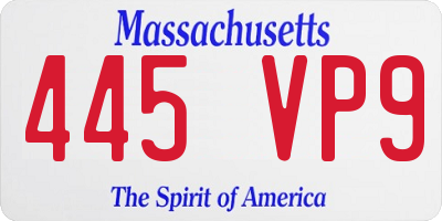 MA license plate 445VP9