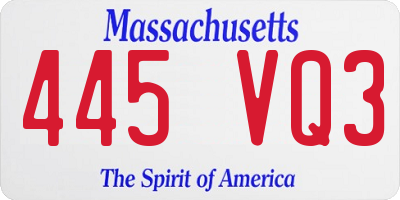 MA license plate 445VQ3
