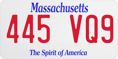 MA license plate 445VQ9