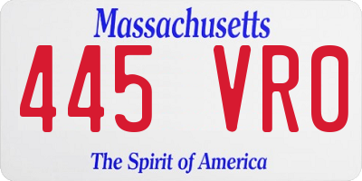 MA license plate 445VR0
