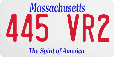 MA license plate 445VR2