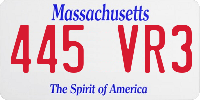 MA license plate 445VR3