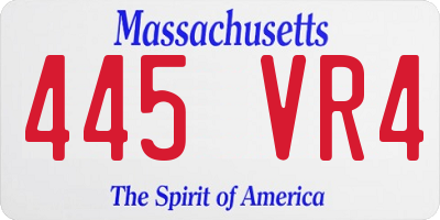MA license plate 445VR4