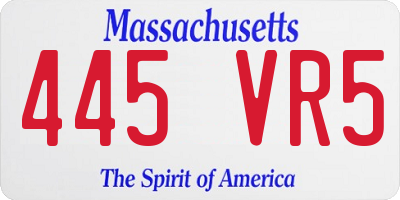 MA license plate 445VR5