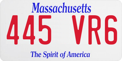 MA license plate 445VR6