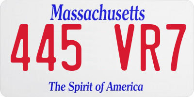 MA license plate 445VR7