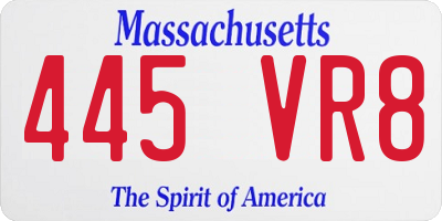 MA license plate 445VR8
