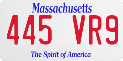 MA license plate 445VR9