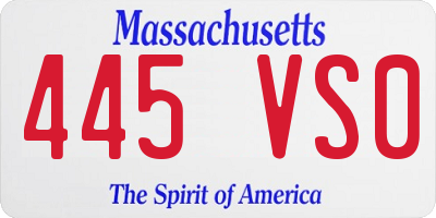 MA license plate 445VS0