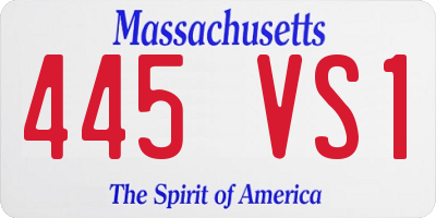 MA license plate 445VS1