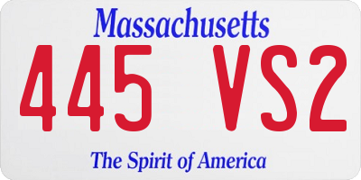 MA license plate 445VS2
