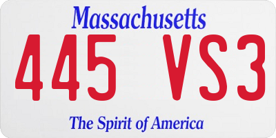MA license plate 445VS3