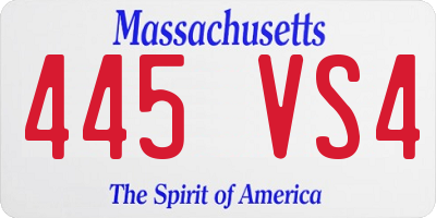 MA license plate 445VS4