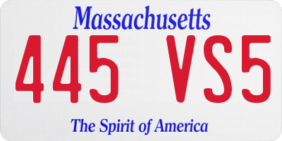 MA license plate 445VS5