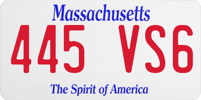 MA license plate 445VS6