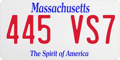 MA license plate 445VS7