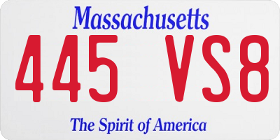 MA license plate 445VS8