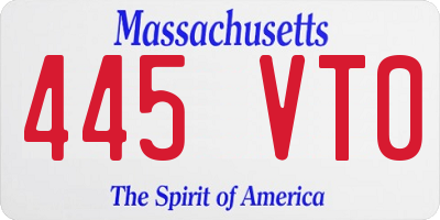 MA license plate 445VT0
