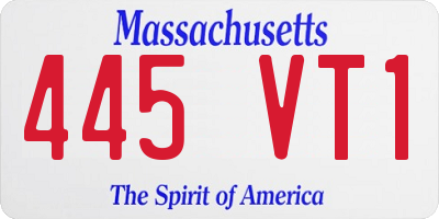 MA license plate 445VT1