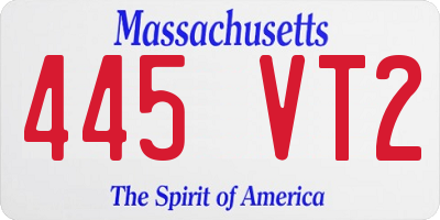 MA license plate 445VT2