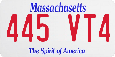 MA license plate 445VT4