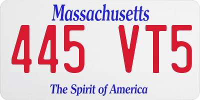 MA license plate 445VT5