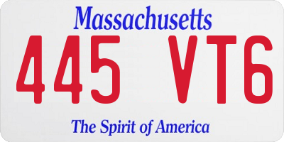 MA license plate 445VT6