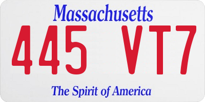 MA license plate 445VT7